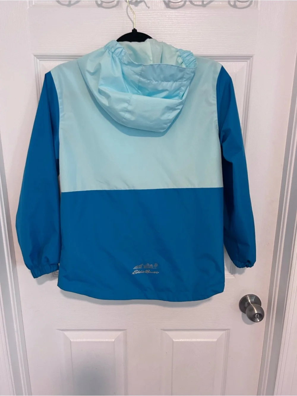 Eddie Bauer Two-Tone Blue Hooded Rain Jacket Size M (10/12)